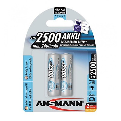 Pin sạc tiểu AA dung lượng cao 2500maH ANSMANN vỉ 2 viên