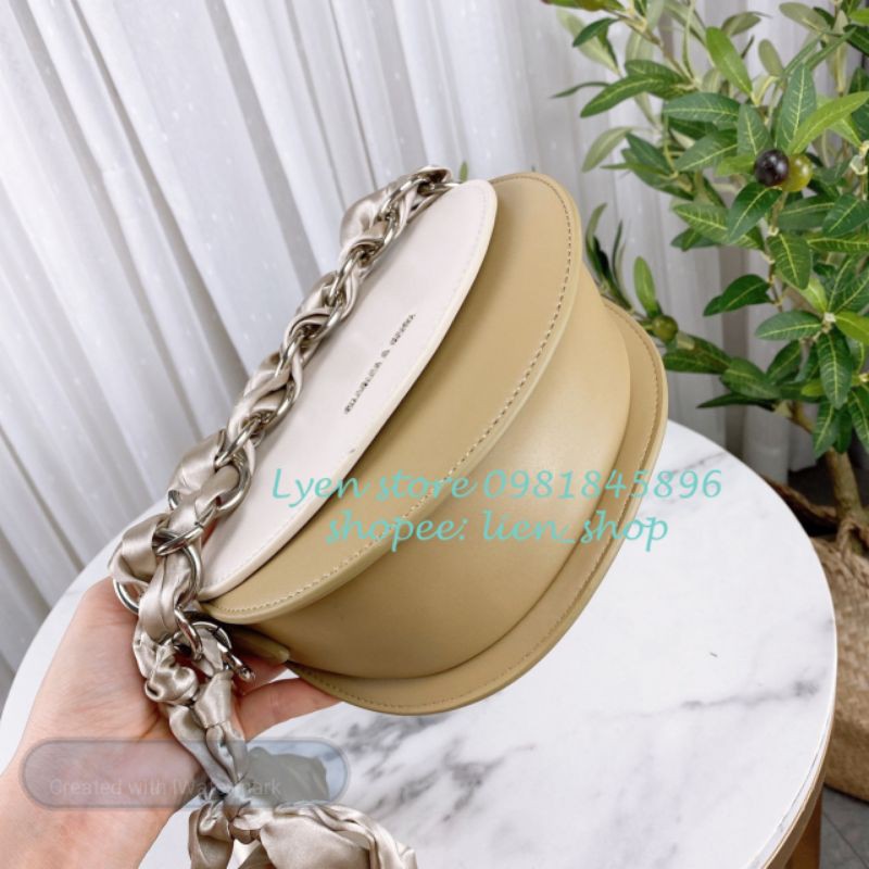 Túi Cnk tròn quai xích quấn khăn siêu xinh