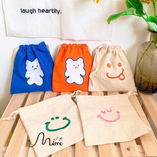 Túi vải dây rút đựng đồ dùng tiện lợi 7 mẫu cute kích thước 18*16 cm