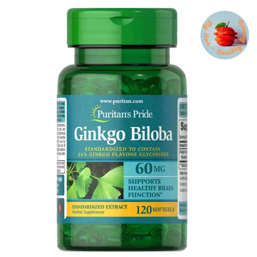 Ginkgo Biloba 60mg Puritan's Pride (Viên uống hỗ trợ tuần hoàn não của Puritan's Pride) - 120 viên n