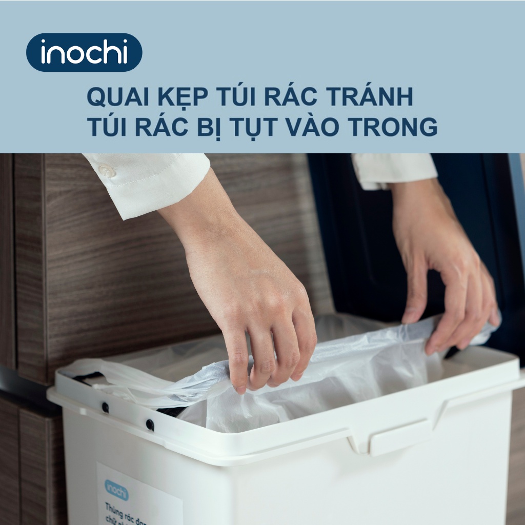 Thùng Rác Nhựa Đạp Chân INOCHI 30 Lít Nắp Đậy Chữ Nhật, Làm Sọt Rác Cho Văn Phòng, Trong Nhà, Ngoài Trời