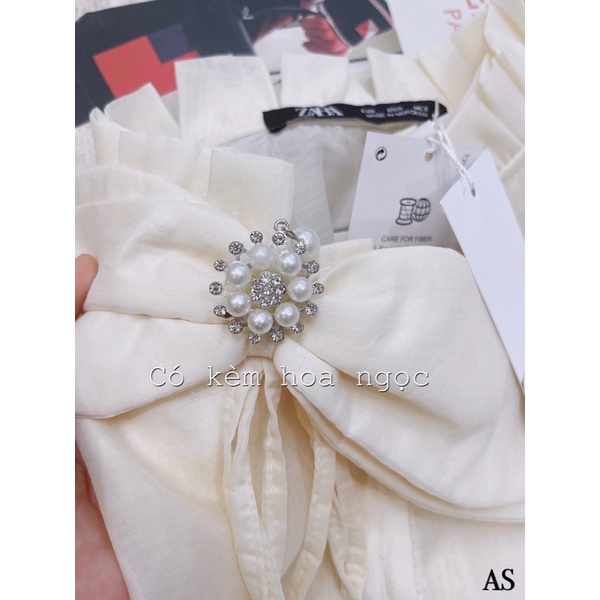 ⚡️BÁN SỈ⚡️Áo sơmi cổ nơ cúc ngọc tặng kèm cài hoa | BigBuy360 - bigbuy360.vn