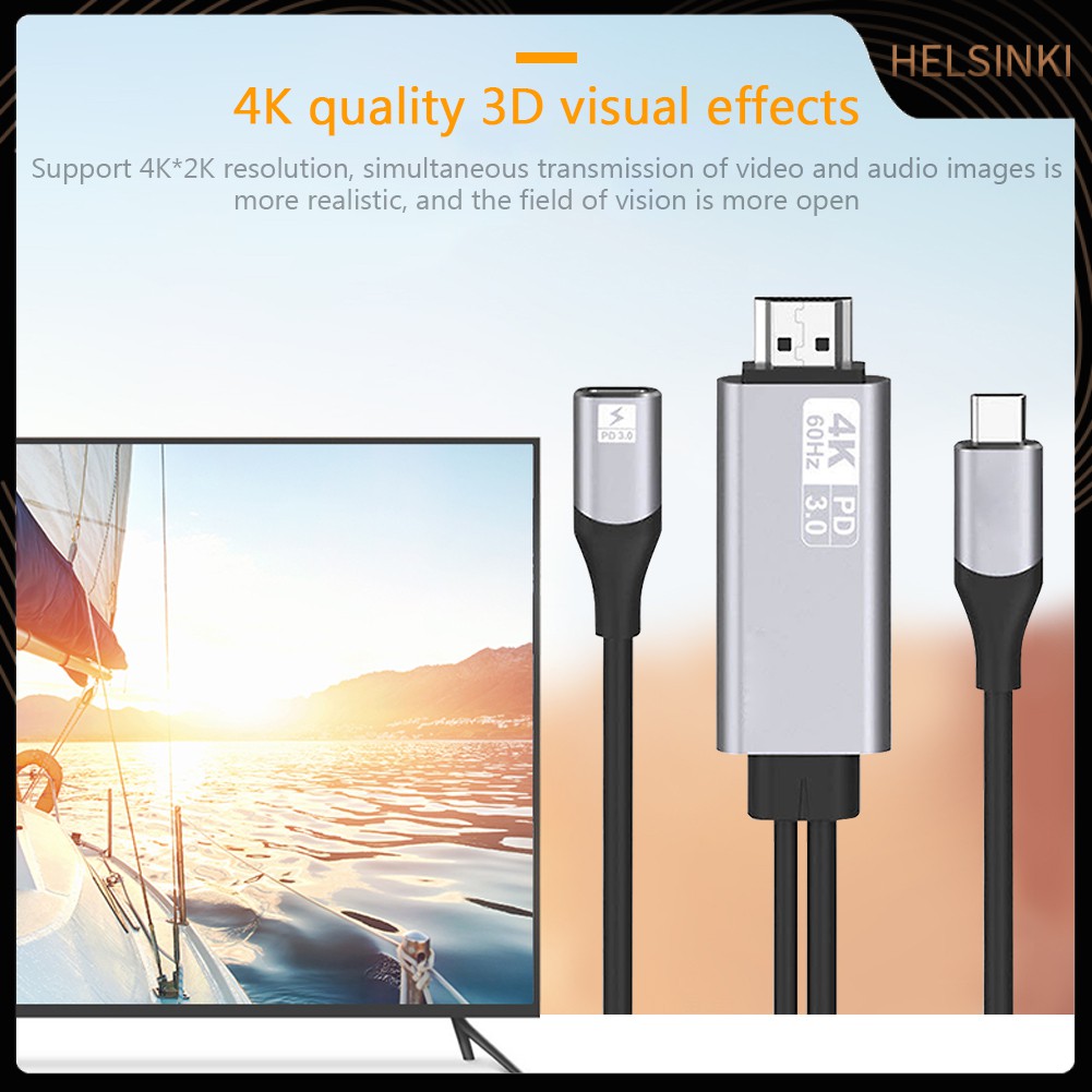 Dây Cáp Chuyển Đổi Nguồn Type-c Sang Hdmi 4k 60hz Cho Laptop / Tv / Máy Chiếu