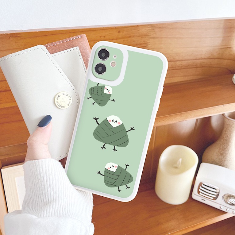 Ốp lưng iphone Cơm nắm cute cạnh vuông chống sốc cho iphone 7plus 8plus x xsmax 11pro max 12pro 12promax13promax tr1138