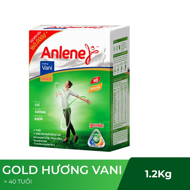 Combo 3 hộp Sữa Bột Anlene Gold Movepro Hương Vanilla 1,2Kg/hộp