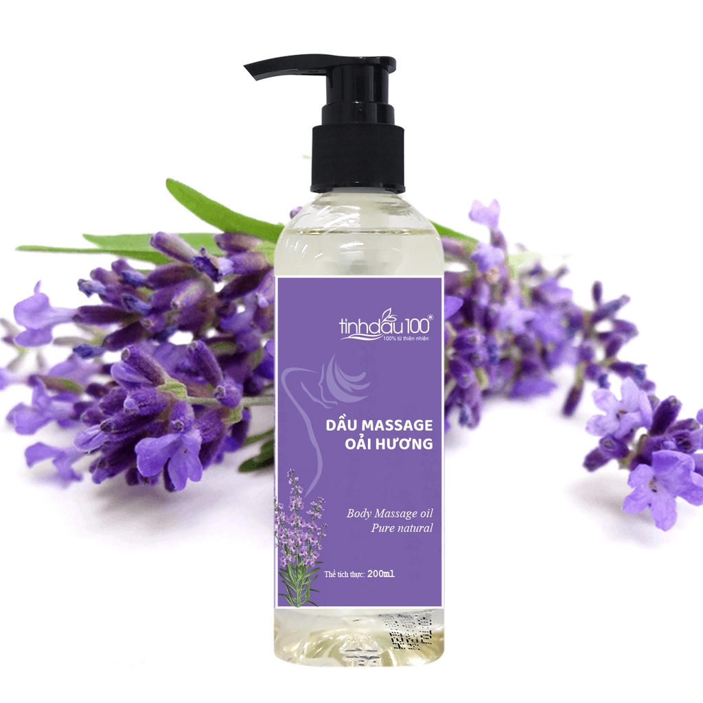 Tinh dầu massage body oải hương Tinh Dầu 100 matxa cơ thể hương lavender chai 200ml