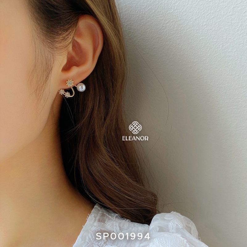 Bông tai nữ ngọc trai nhân tạo Eleanor Accessories chuôi bạc 925 đính đá phụ kiện trang sức thời trang xinh