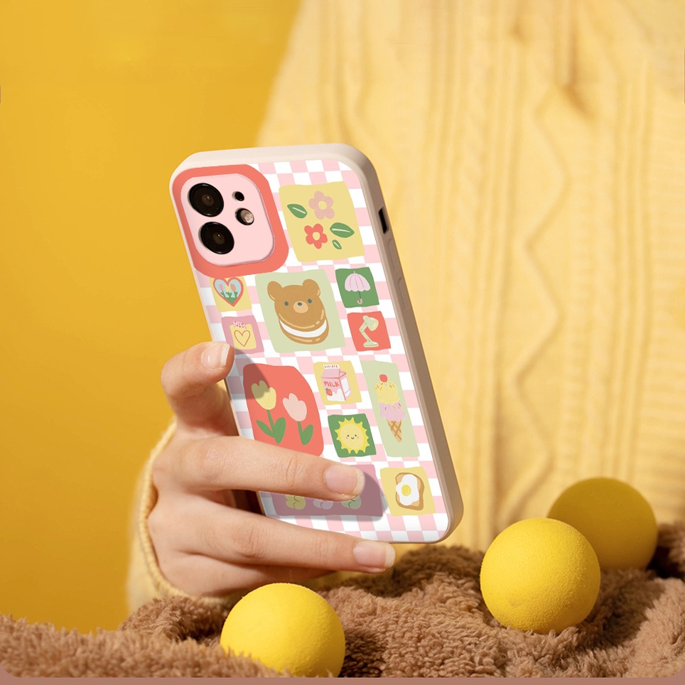 Ốp iphone sticker gấu thỏ CARO hồng ốp vuông iphone 12 promax 6/6plus/6s/6splus/7/7plus/8/8plus/x/xr/11/13 Chia sẻ