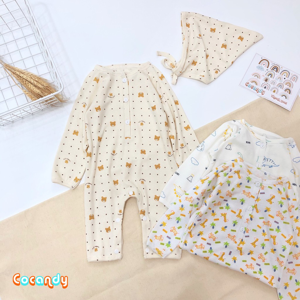 [Cocandy Official Store] Set bodysuit thun cotton họa tiết cho bé