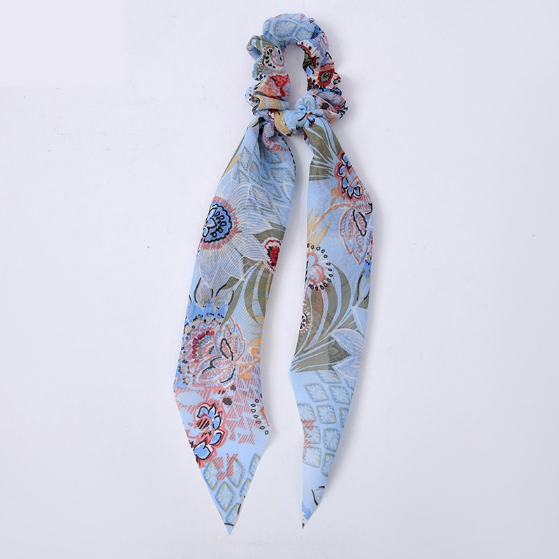 Dây Cột Tóc Cao Su Co Giãn Bọc Vải Chiffon In Họa Tiết Hoa Thời Trang Cho Nữ