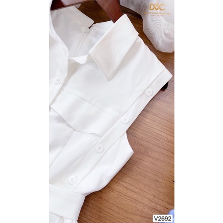 V2692 Váy sơ mi trắng tiểu thư dáng dài  sang chảnh -  Dolce viva colection
