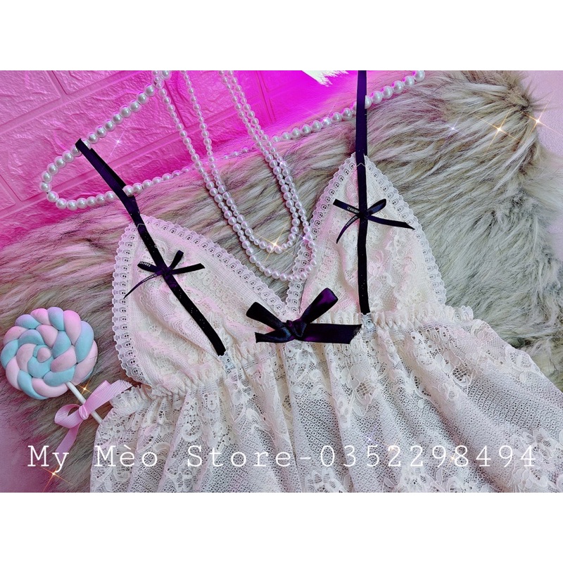 Lụa đen phối ren kem thiết kế 💓 | BigBuy360 - bigbuy360.vn