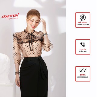 Áo kiểu nữ CRAZYTEEN phối bèo tiểu thư A0117