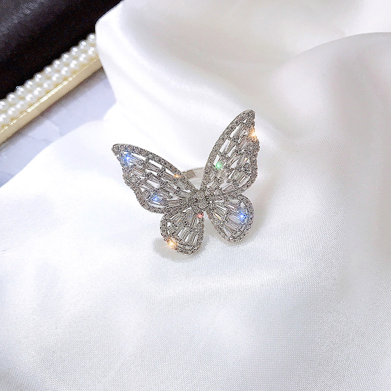 Nhẫn mở hình bướm kim cương toàn bộ