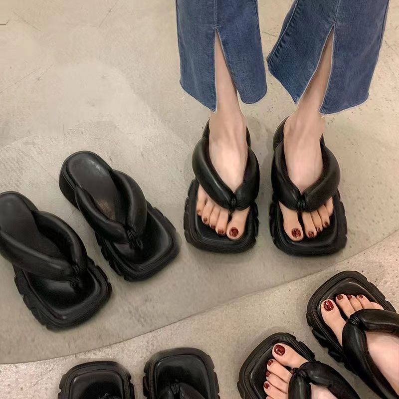 Dép xỏ ngón RENBEN đế dày tăng chiều cao thời trang mùa hè cho nữ