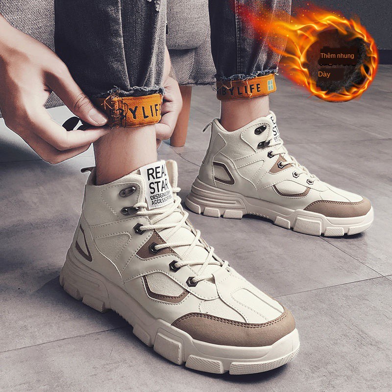 ▣☊๑Giày nam cao cổ Martin boots mùa thu và đông nhung triều hàn quốc ấm áp phong cách retro ₁