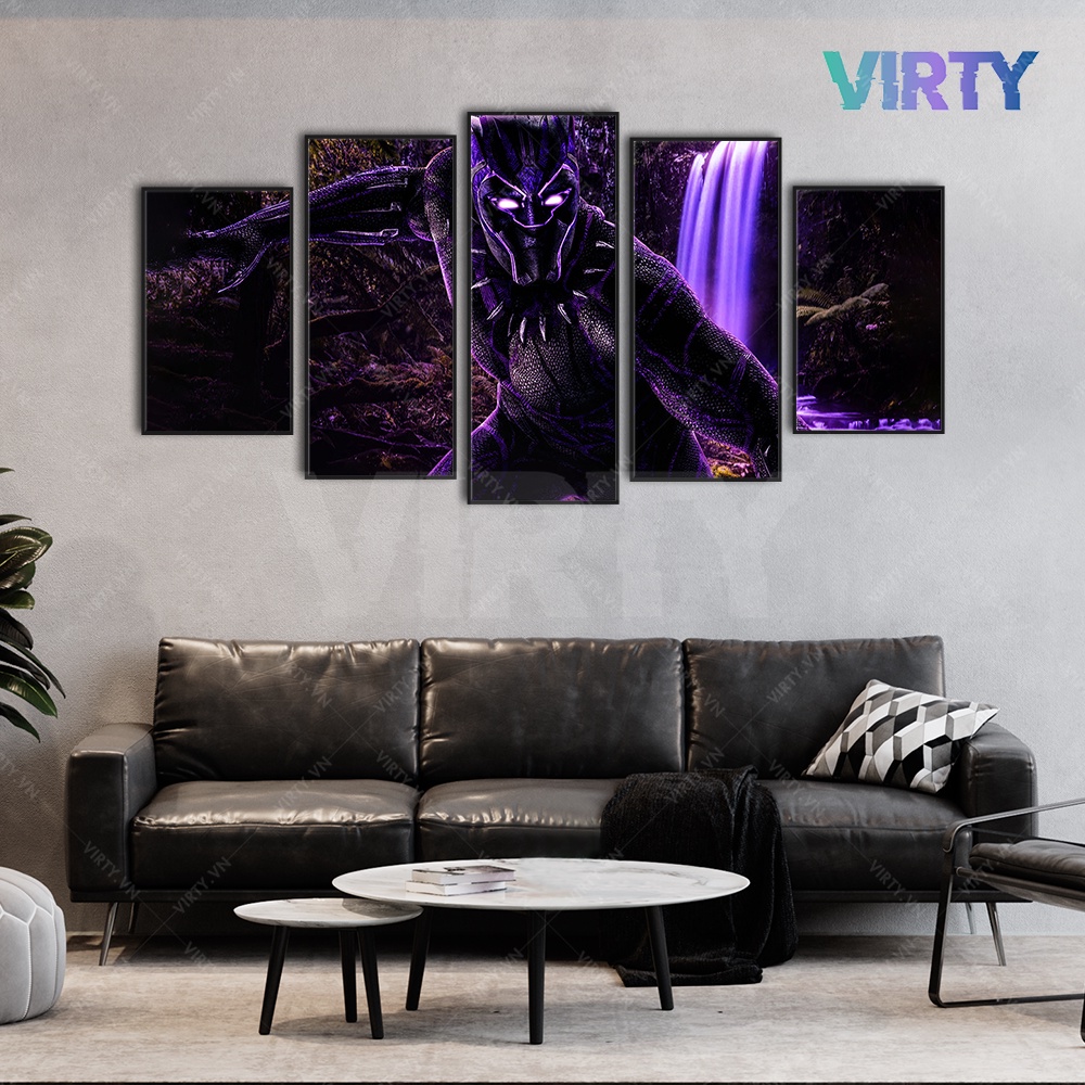 Bộ 5 Tranh treo tường phim MARVEL kèm khung composite VIRTY Tranh Canvas decor phòng ngủ, phòng làm việc