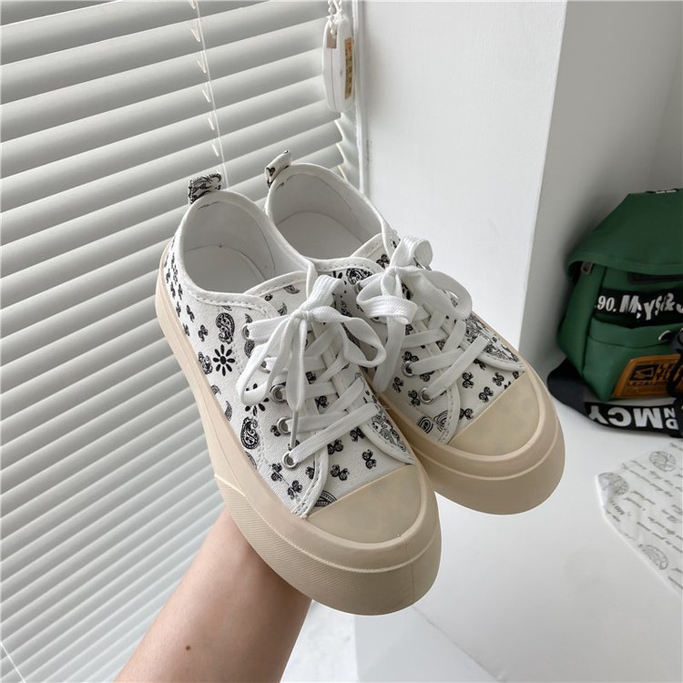 Fashionable Ulzzang Print Wedges Canvas Shoes Sneaker Women Shoes