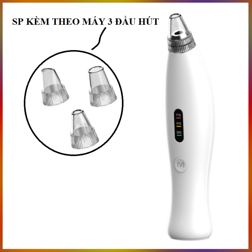 Máy Hút Mụn Kèm 03 Đầu Hút - Hút Sạch Mụn Cám, Mụn Đầu Đen, Mọi Loại Mụn.