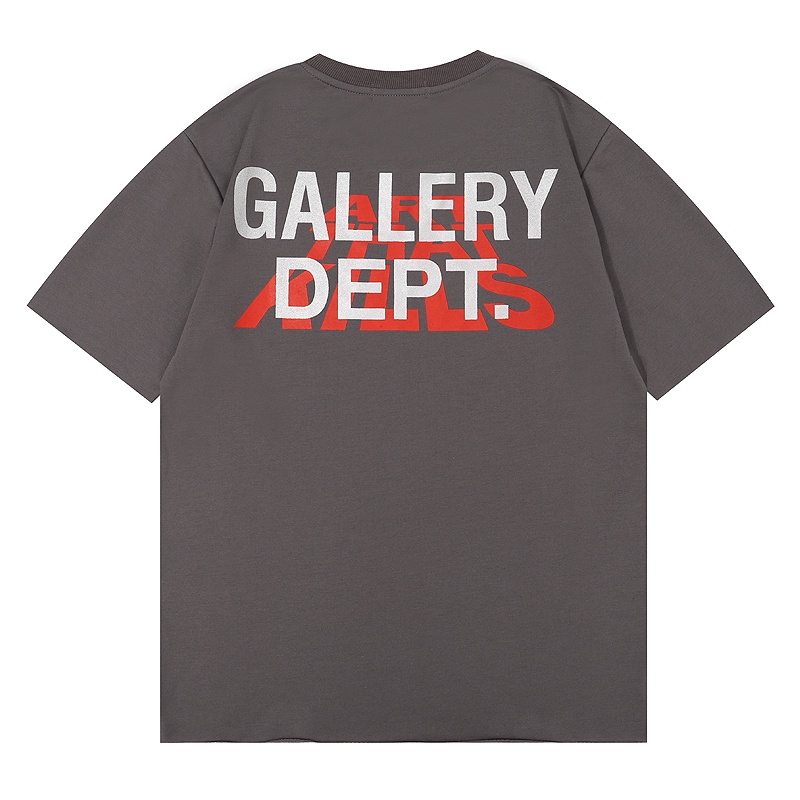 - Gallery Dept. Áo Thun Tay Ngắn In Chữ Cắt Xẻ Viền Mạ Đồng retro Dễ Phối Đồ Phong Cách Hip-hop Đường Phố Cho Cặp Đôi