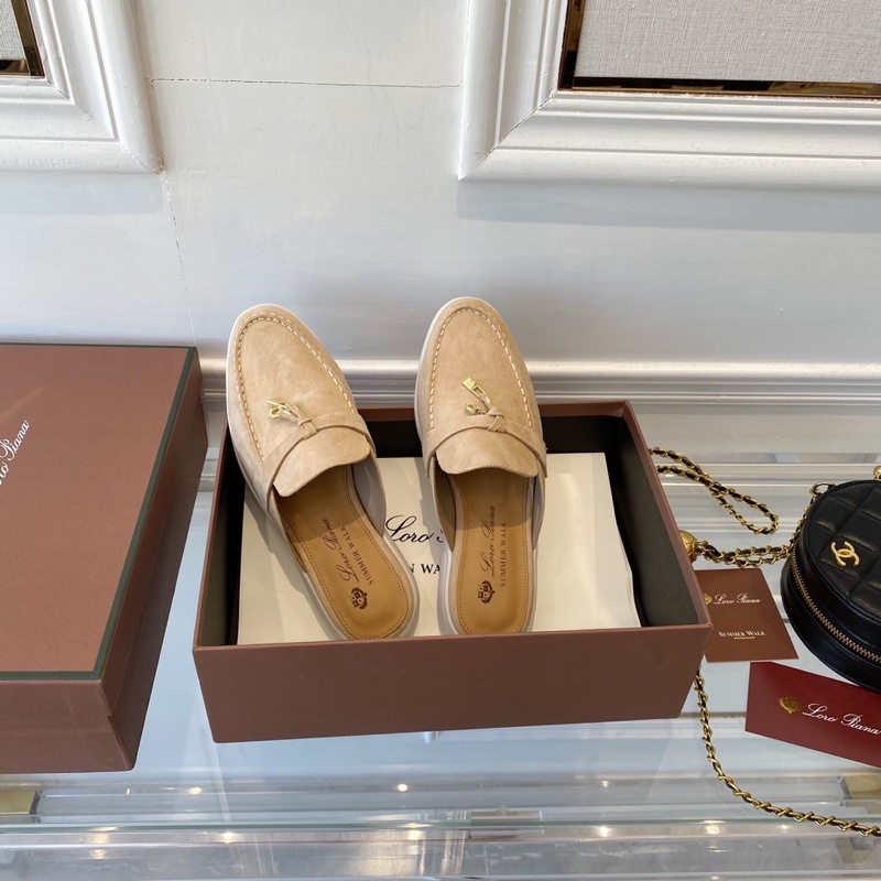 Giày sục nữ da lộn thương hiệu Loro Piana da thật cao cấp