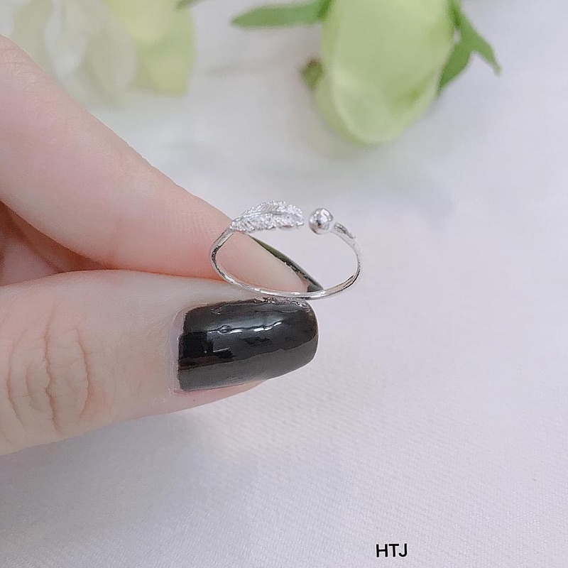 Nhẫn bạc nữ,nhẫn lông vũ thiết kế nhẹ nhàng xinh xắn, free size cho các nàng-Bạc Ngọc Anh