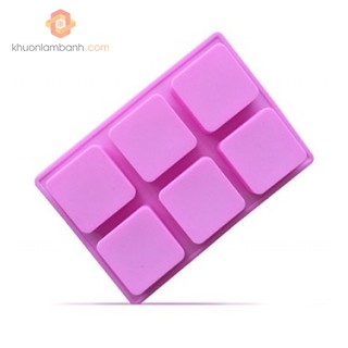 Khuôn silicon socola, rau câu 6 hình vuông bo góc 6cm