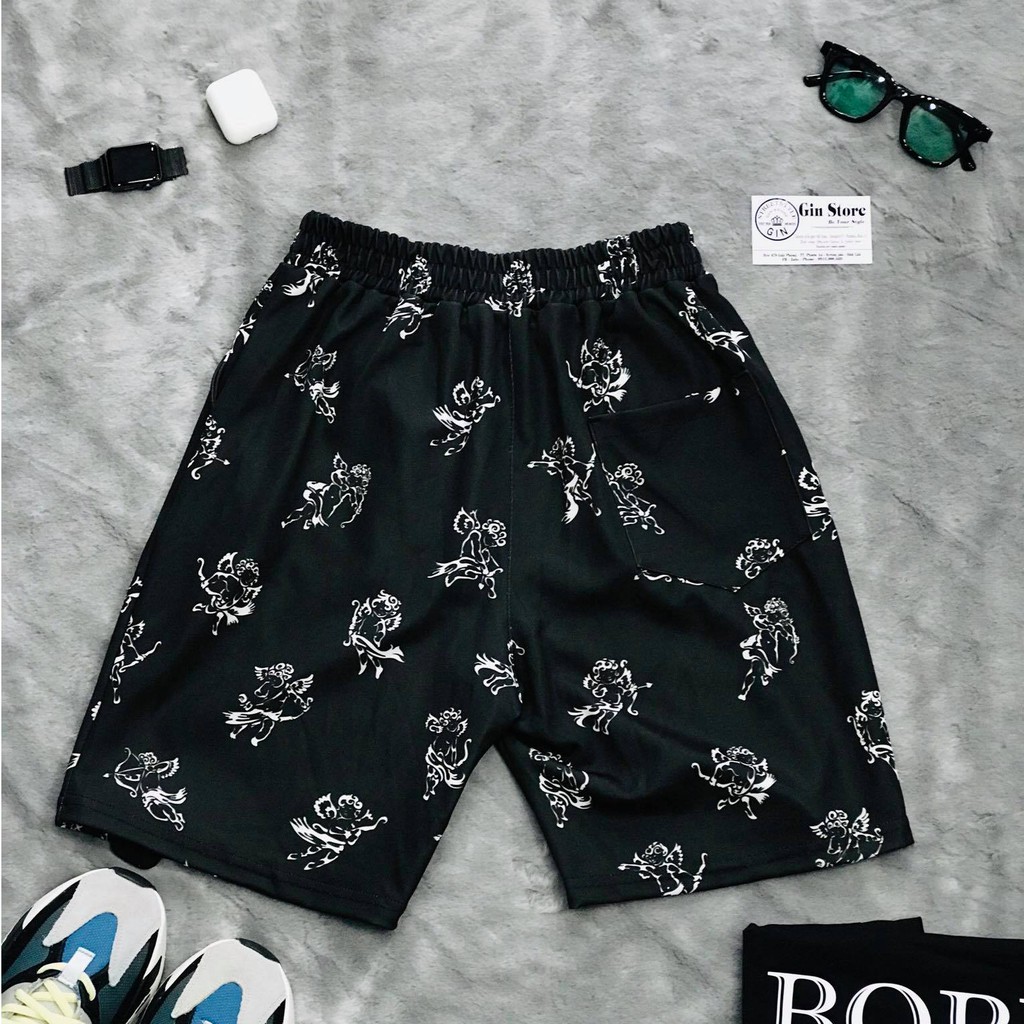 Quần short Unisex Bu Bui Thiên Thần ⚡ 𝐆𝐢́𝐚 𝐇𝐮̉𝐲 𝐃𝐢𝐞̣̂𝐭 ⚡ Quần đùi chất nỉ da cá, Nam nữ đều mặc được - Gin Store