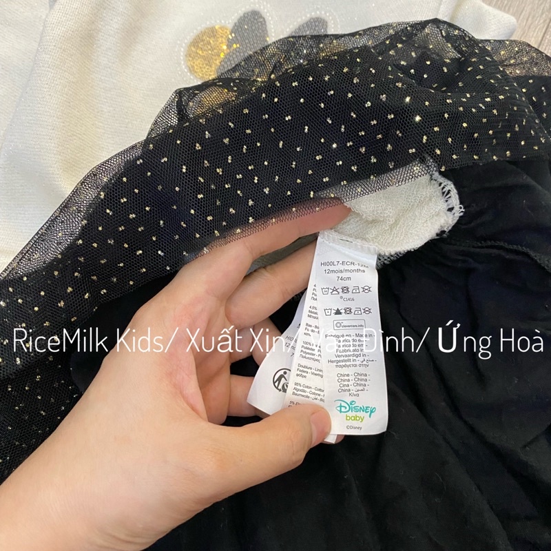 Váy nỉ da cá tutu màu kem mickey xuất dư xịn