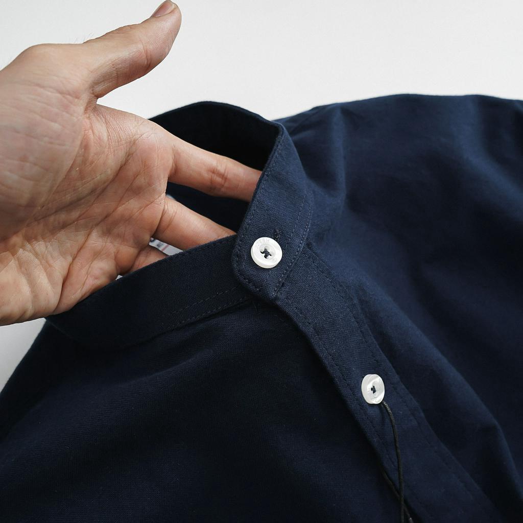 Áo sơ mi nam cổ trụ dài tay chất vải oxford 5M Heboz cao cấp - 00001488