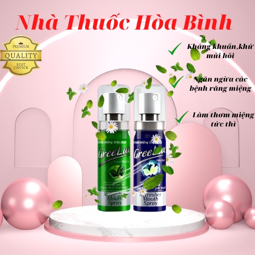 Xịt thơm miệng Greelux Extra Cool Thảo Dược chai 12ml - nước khử mùi hôi miệng gree lux bạc hà bình mini-Hàng Date mới