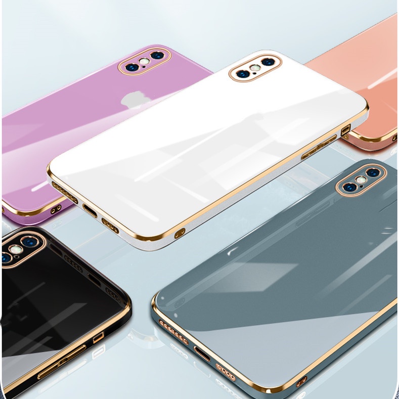 Ốp Điện Thoại Kính Cường Lực Cứng Viền Silicon Dẻo Tráng Gương Sang Trọng Chống Sốc Cho iPhone x xs max xr