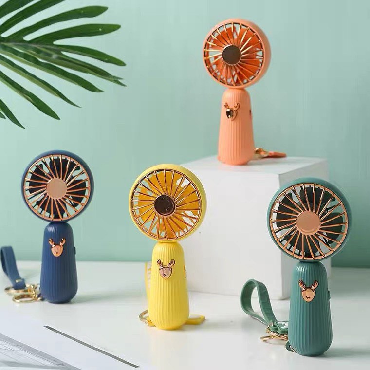 Quạt mini cầm tay tích điện kèm sạc usb có móc treo dễ thương tiện dụng Milu Deer [MẪU MỚI NHẤT 2021] | BigBuy360 - bigbuy360.vn