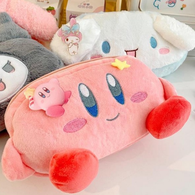 Túi Đựng Bút Bằng Lông Nhung Sức Chứa Lớn Họa Tiết Hoạt Hình Dễ Thương