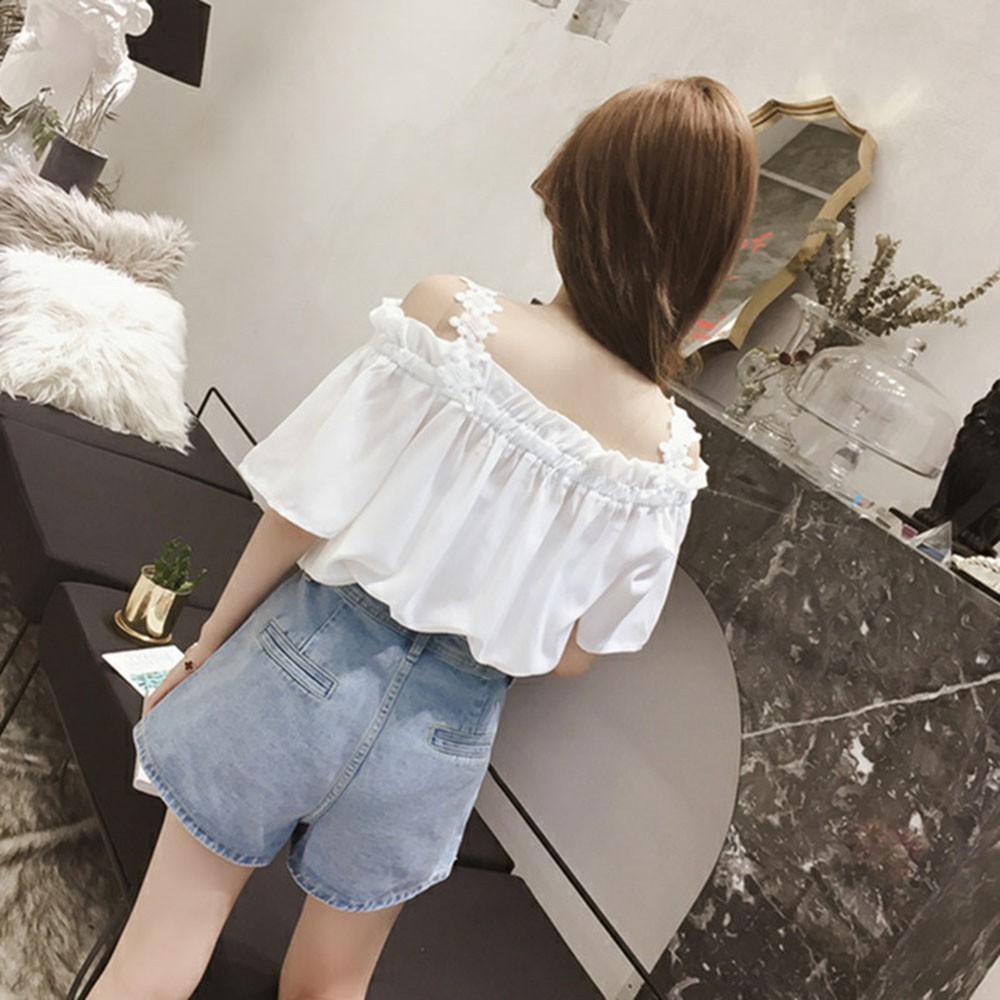 Áo sơ mi nữ trễ vai 2 dây cao cấp mới thời trang Quảng Châu - RiBi Shop