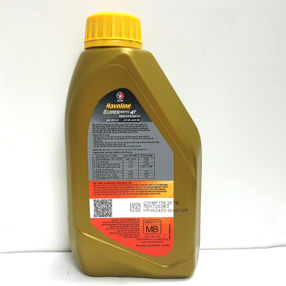 Nhớt Xe Tay Ga 0.8L-1L Caltex Havoline 10W40 SEMI (Bán Tổng Hợp)