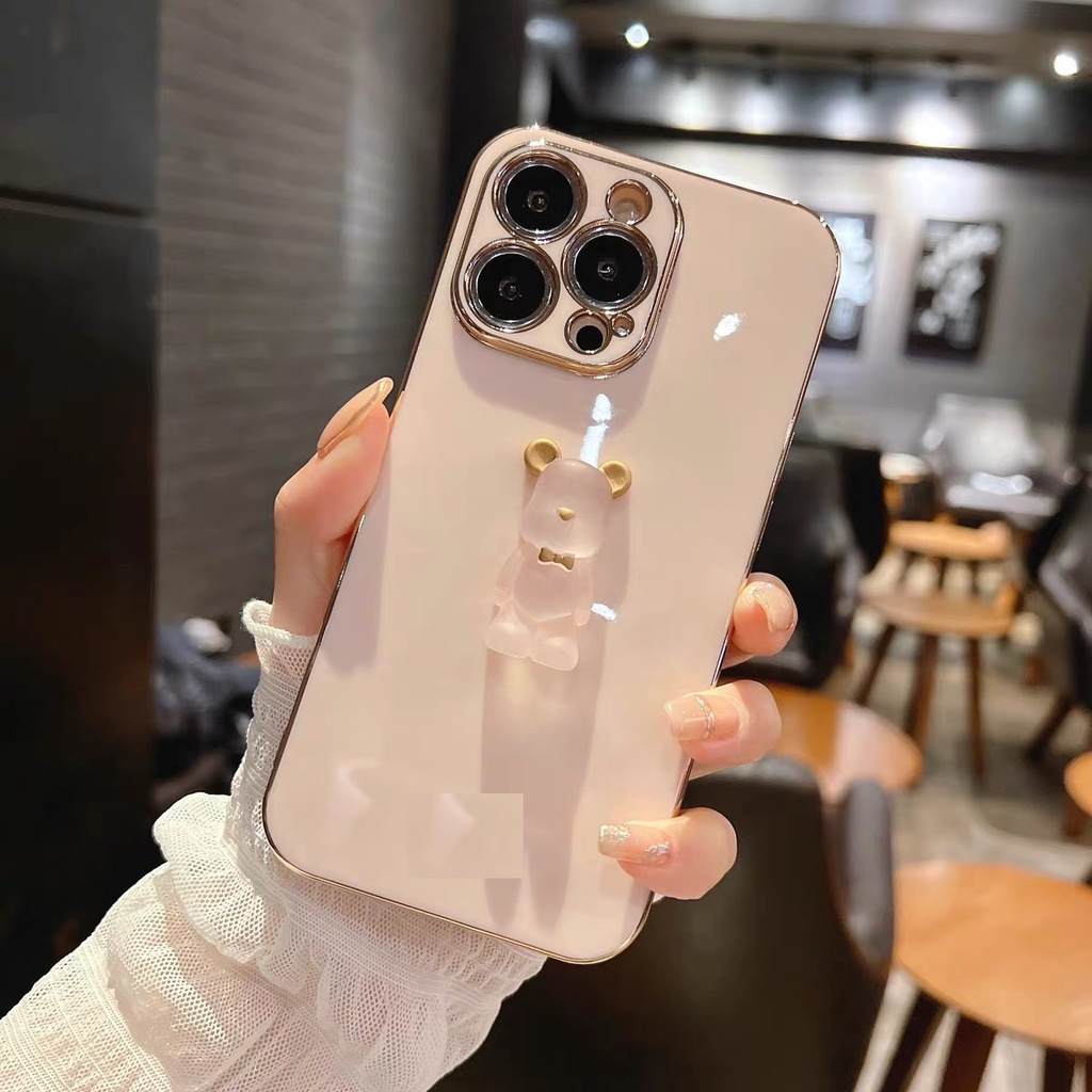 Ốp Điện Thoại Mềm Mạ Điện Hình Gấu Cho iPhone 14proamxc 13proamx 11 11 pro 11 pro max 12 12 12 pro 12 pro max