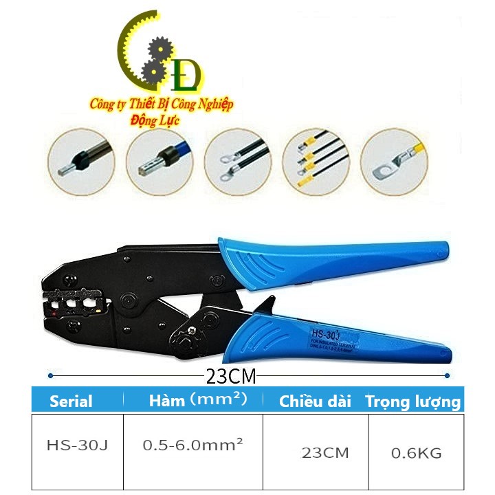 Kìm bấm cos HS-30J đa năngCAO CẤPkiềm bóp cốt, kềm ép đầu cosse dây điện từ 0.5mm2 đến 6mm2 KHÔNG XỊN KHÔNG LẤY TIỀN