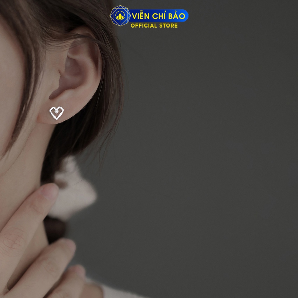 Bông tai bạc nữ hình trái tim hở chất liệu bạc 925 thời trang phụ kiện trang sức nữ thương hiệu Viễn Chí Bảo E072