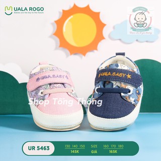Giày tập đi chuẩn y khoa đế cao su non bé trai bé gái siêu mềm nhẹ chống trơn trượt họa tiết phối trơn 5463 uala Rogo