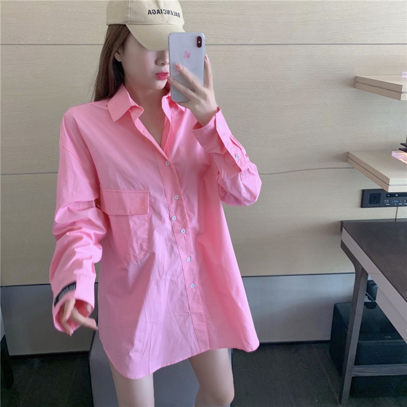 Áo sơ mi nữ tay dài dáng rộng thời trang phong cách Hàn Quốc
