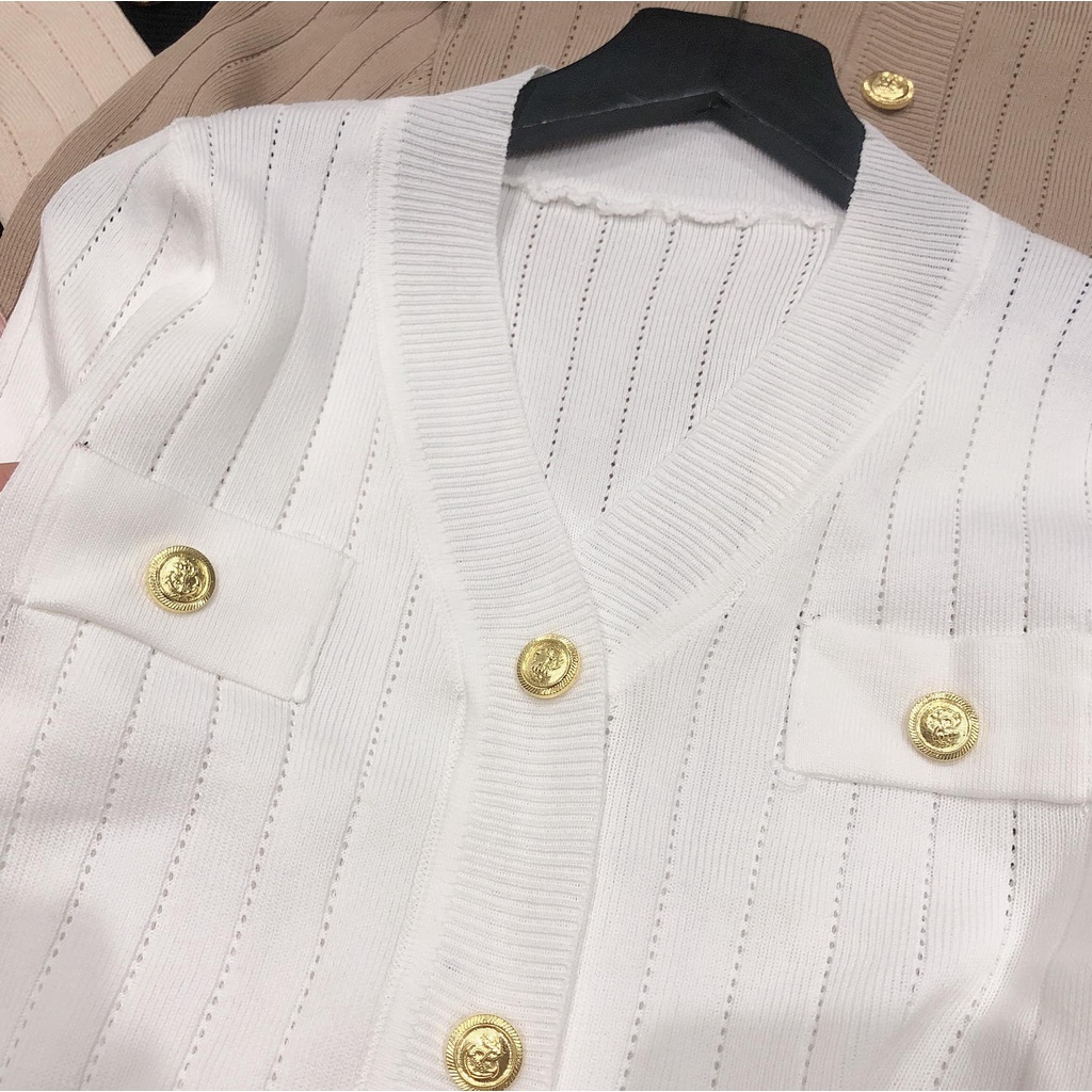 Áo len cúc vàng tay dài 5 màu xinh