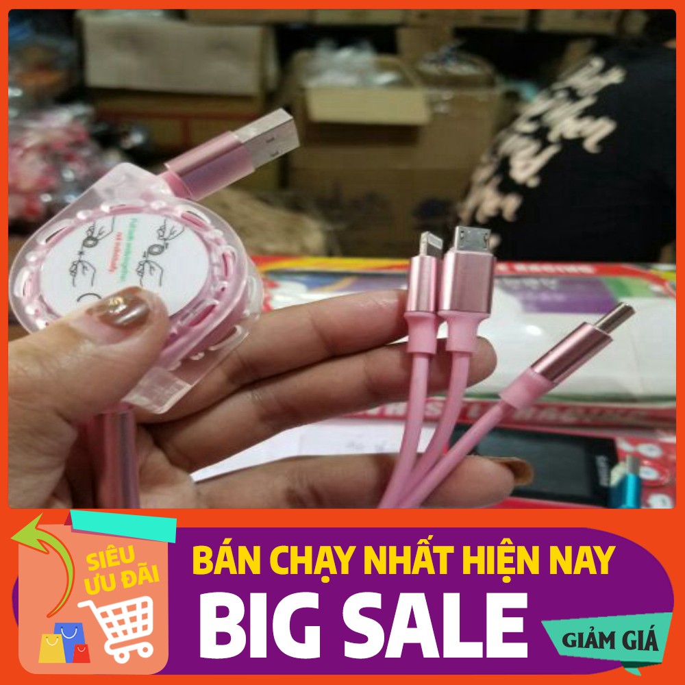 Dây xạc 3 đầu có dây rút