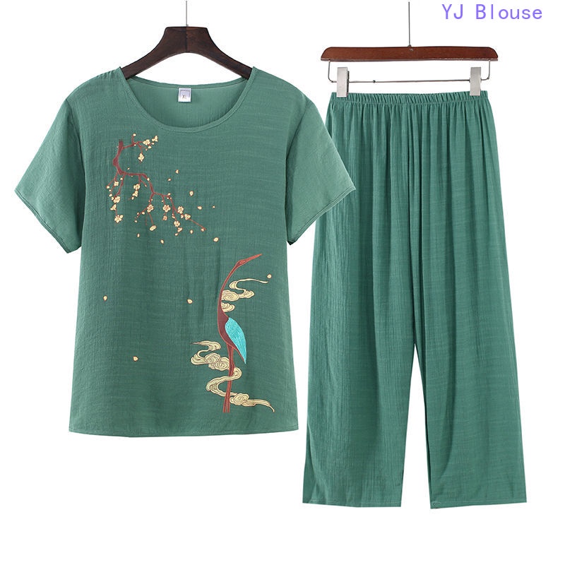 Bộ Trang Phục Gồm Áo Tay Ngắn Và Quần Dài Ống Rộng Bằng Vải cotton Lanh Thời Trang Mùa Hè Dành Cho Bạn Nữ SPSM