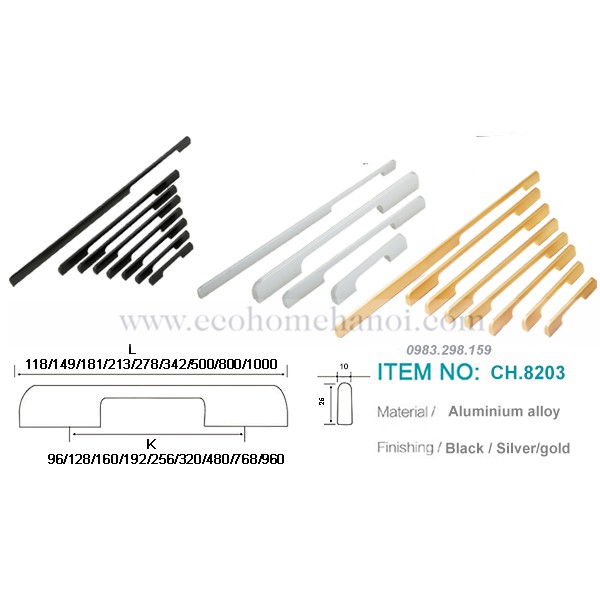 Tay nắm tủ hợp kim nhôm mạ oxy hóa hàng loại 1 CH8203