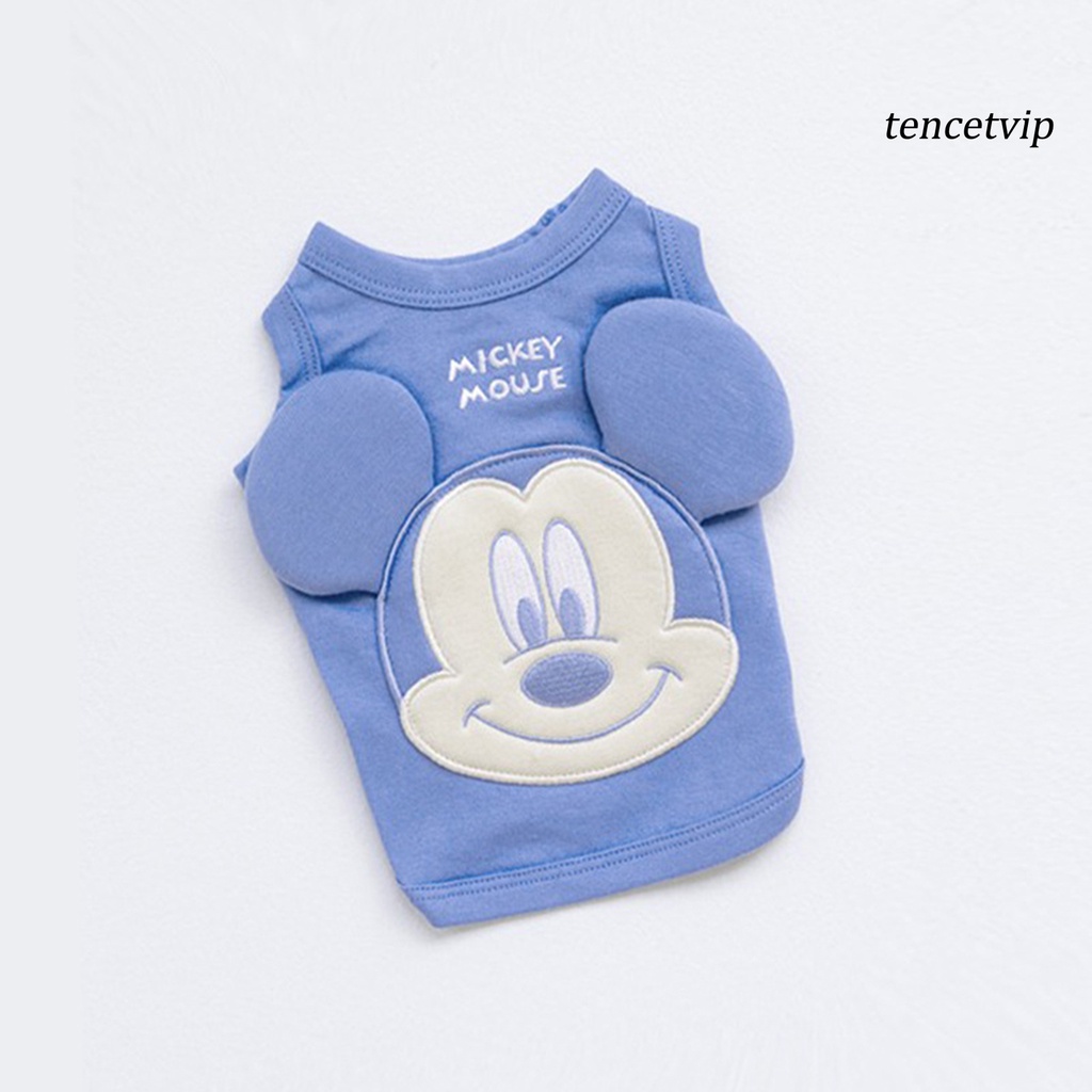 Áo không tay in hình chuột Mickey hoạt hình thoáng khí dành cho thú cưng