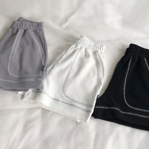 Quần đùi ulzzang chỉ nổi sporty thể thao hàng Quảng Châu 🌸 quần short nữ form rộng unisex🌸 freeship 🌸 sale