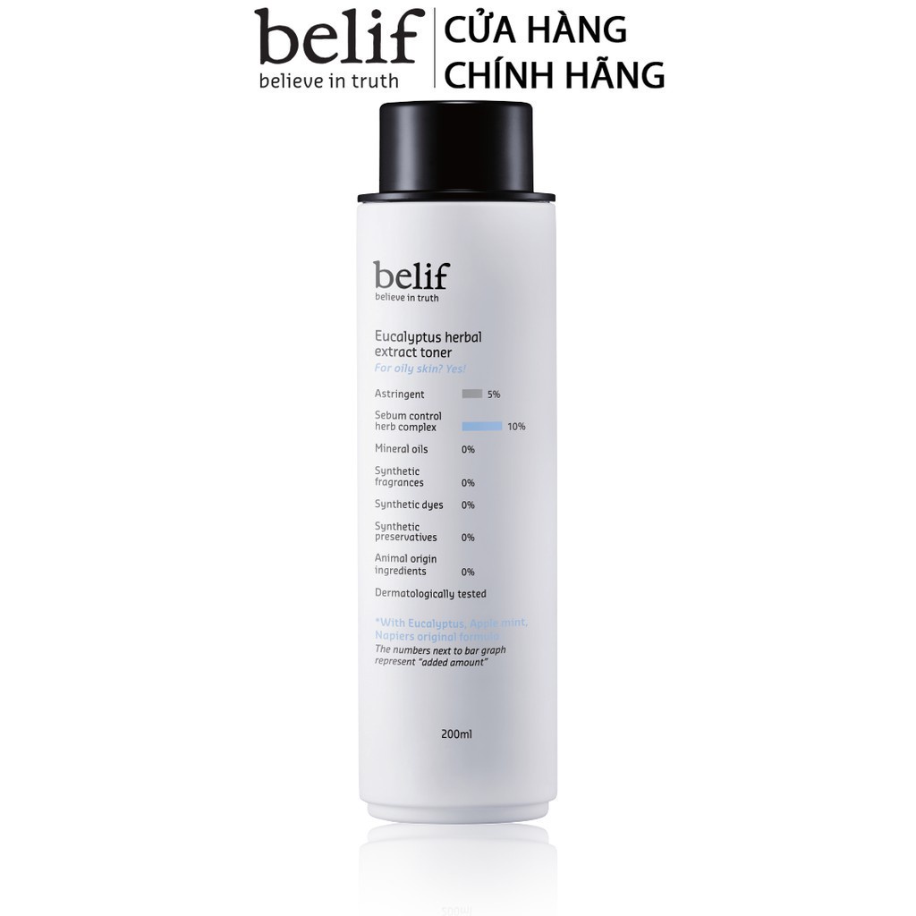 Nước cân bằng khuynh diệp ngăn ngừa mụn cho da dầu Belif Eucalyptus Herbal Extract Toner 200ml
