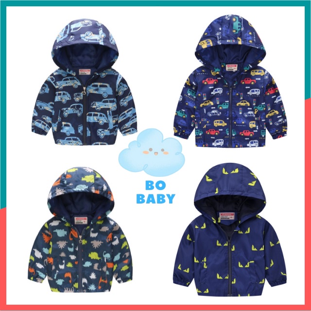 Áo Khoác Gió Bé Trai, Áo Gió 2 Lớp Cho Bé 2,3,4,5 Tuổi, Họa Tiết Ngộ Nghĩnh- BoBaby