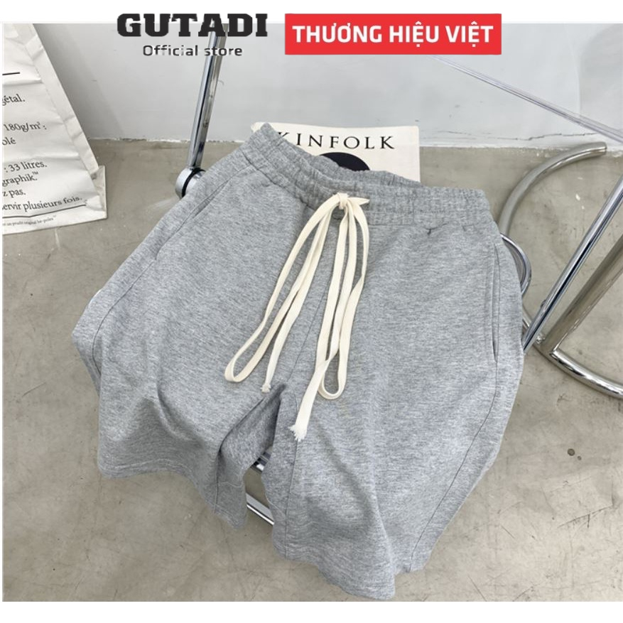 Quần Short Unisex Nam Nữ Dáng Lửng Trơn Chất Nỉ Cao Cấp Có Túi GUTADI